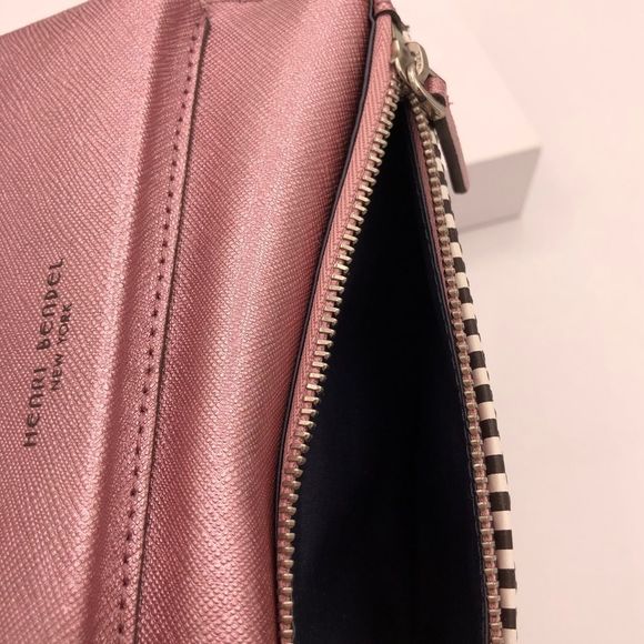 Henri Bendel West 57th Wristlet Wallet Metallic Pink Leather Wrist Strap - Picture 13 of 14